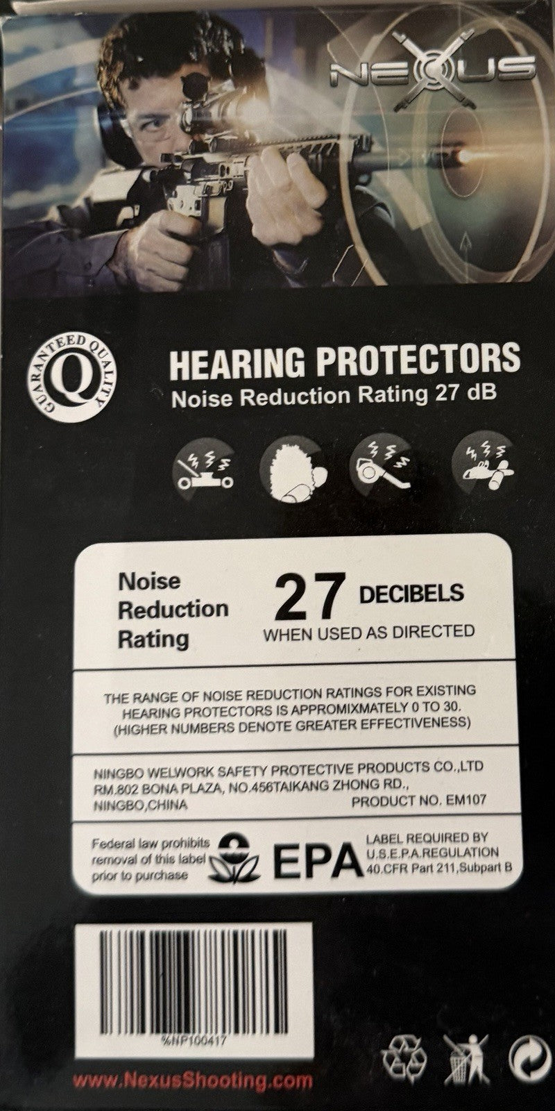 Nexus Black Red Padded Hearing Protection Hunting Earmuff Headset Equipment