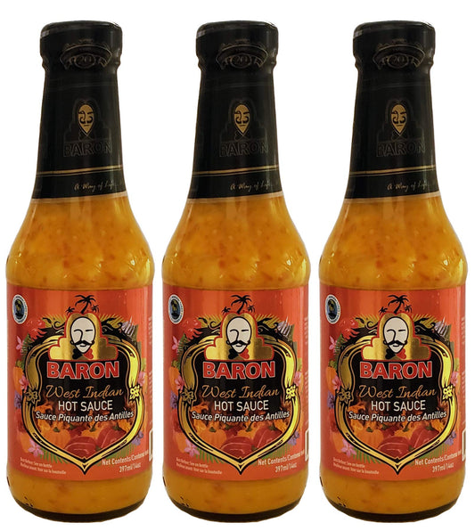 Baron West Indian Hot Pepper Sauce 14 Ounce (Pack of 3)