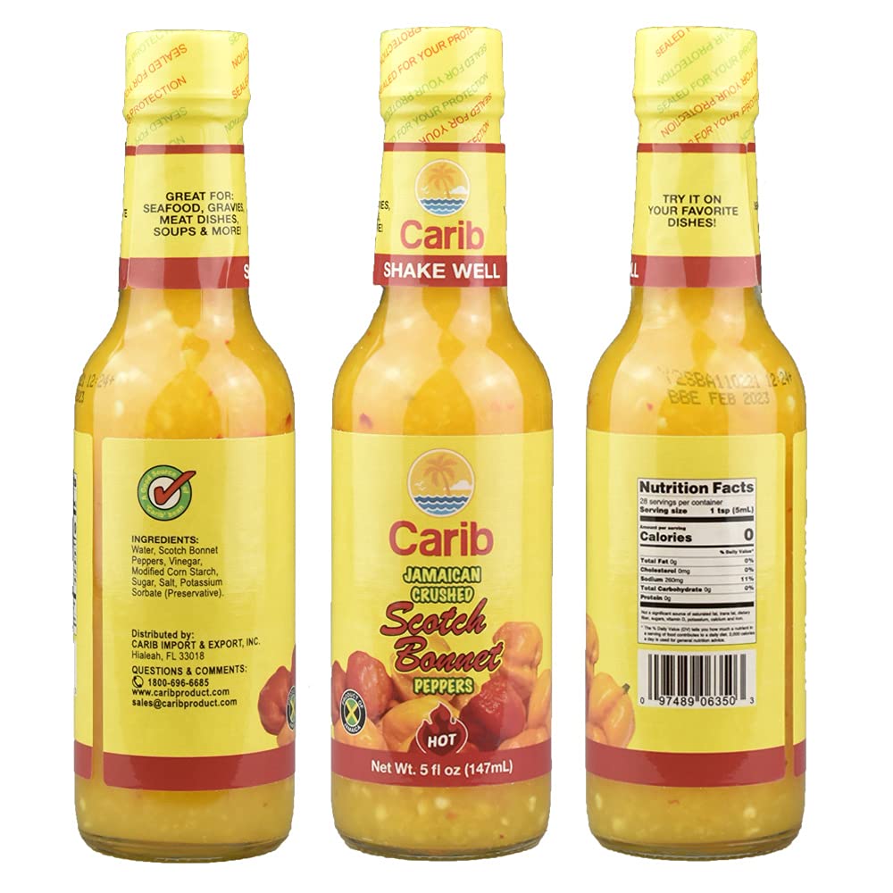 Jamaican Yellow Crushed Scotch Bonnet Peppers 5oz (Pack of 3)