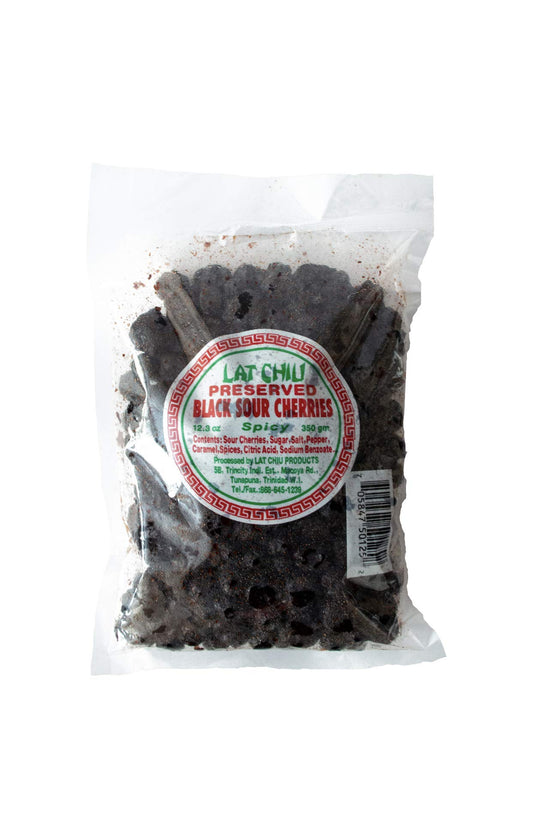 Lat Chiu Preserved Black Sour Cherries Spicy - 2x350g (Pack of 2) - Trinidad and Tobago Gourmet Snack