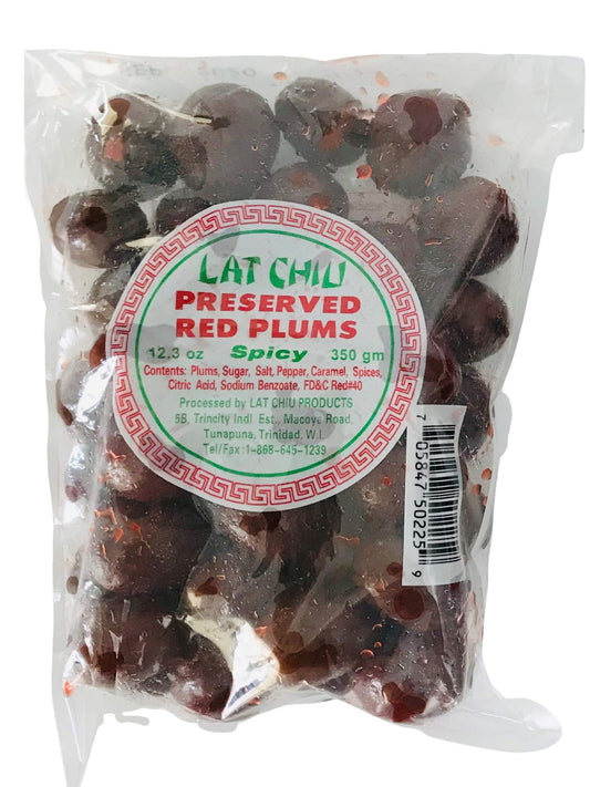 Lat Chiu Preserved Fruit - Trinidad & Tobago Snacks (Preserved Red Plums (Spicy), 1 Pack)