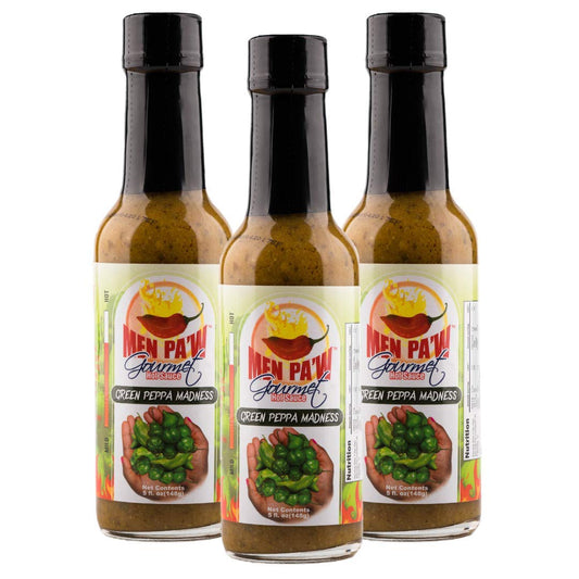 Men Pa'w Gourmet Green Peppa Madness Hot Sauce, 5 oz. (Pack of 3)