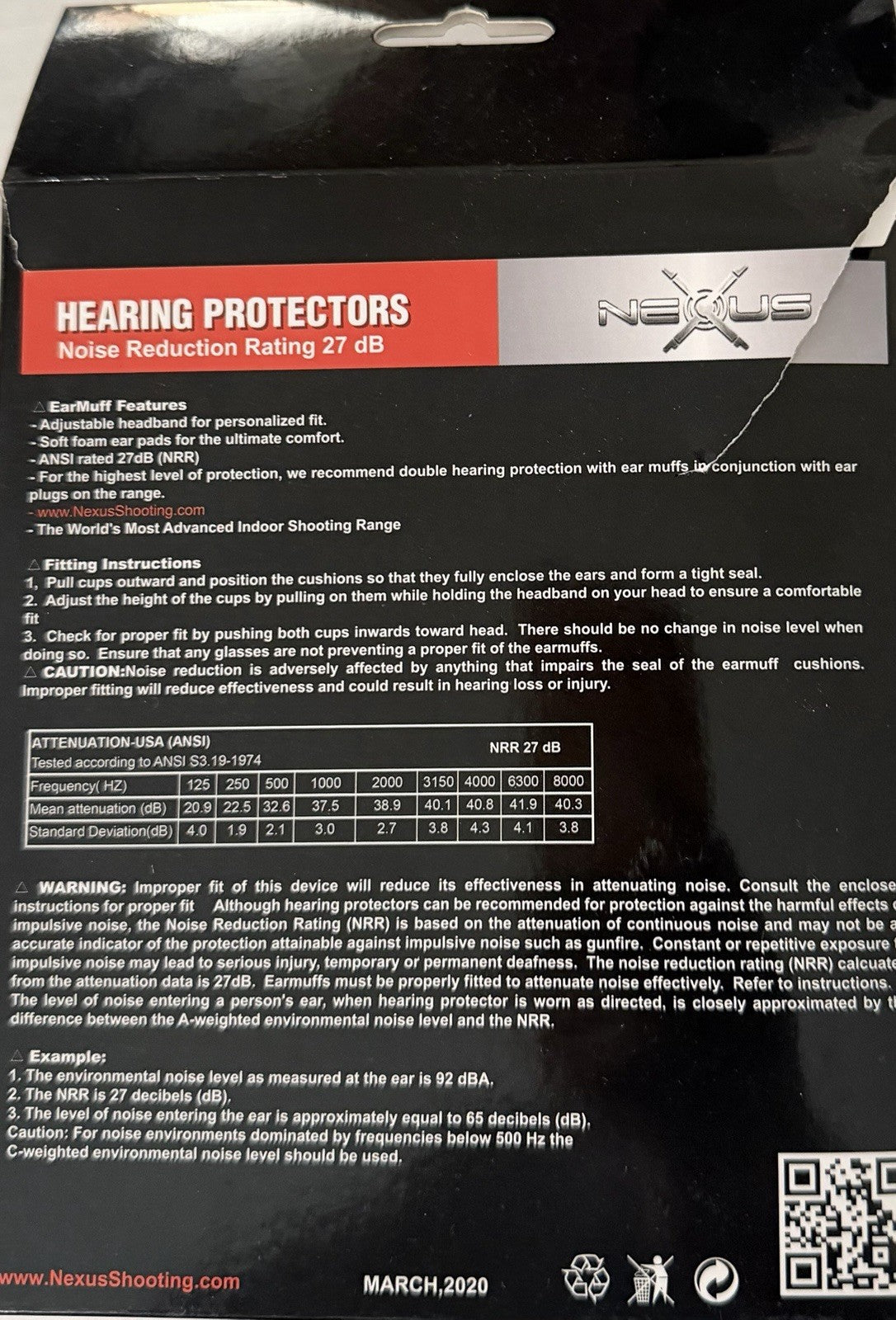 Nexus Black Red Padded Hearing Protection Hunting Earmuff Headset Equipment