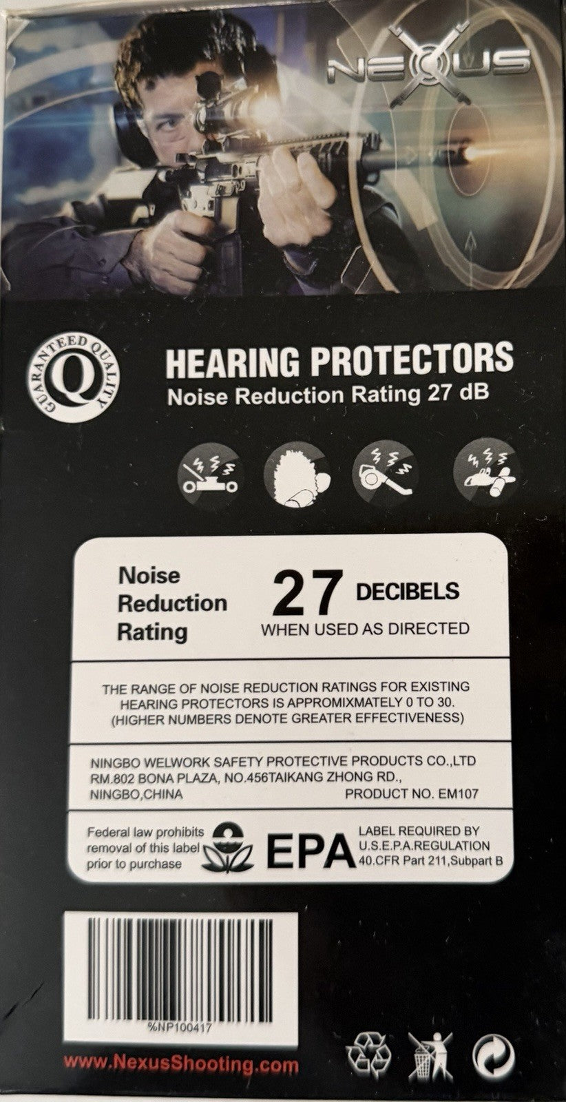 Nexus Black Red Padded Hearing Protection Hunting Earmuff Headset Equipment