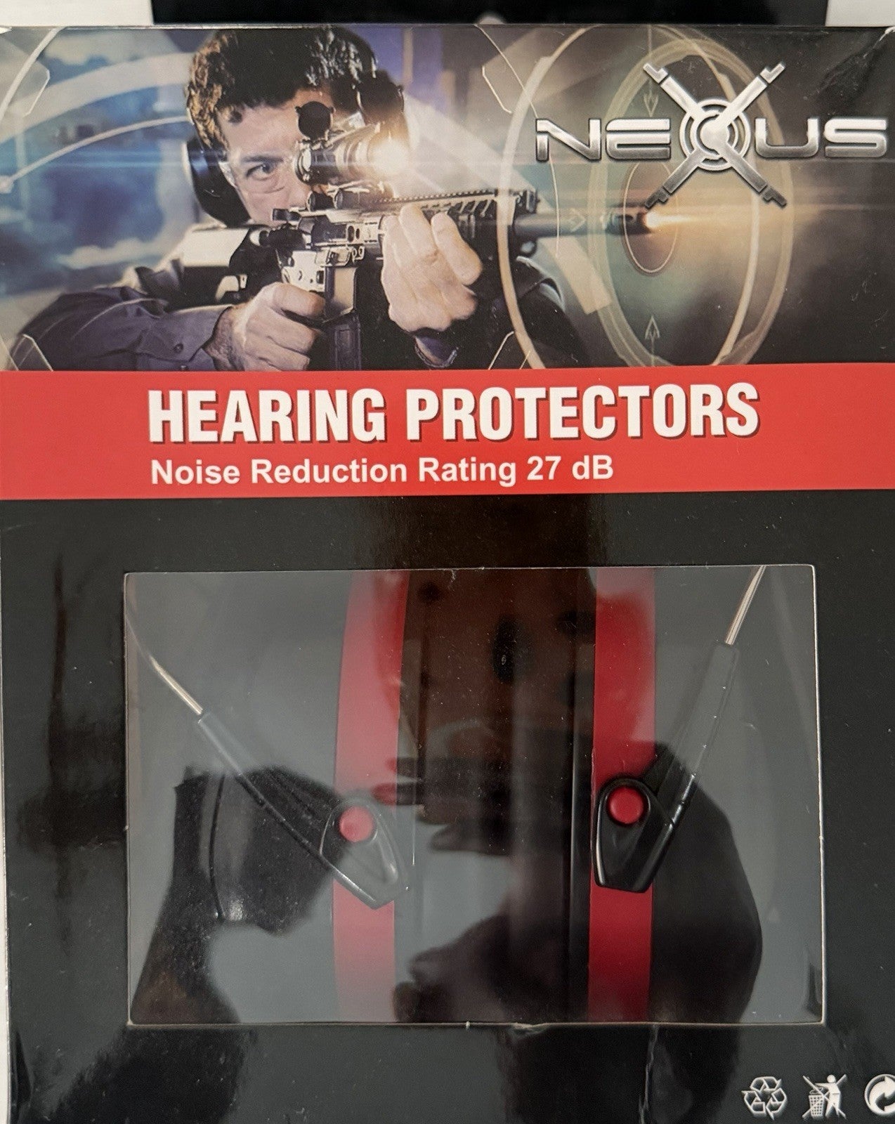 Nexus Black Red Padded Hearing Protection Hunting Earmuff Headset Equipment