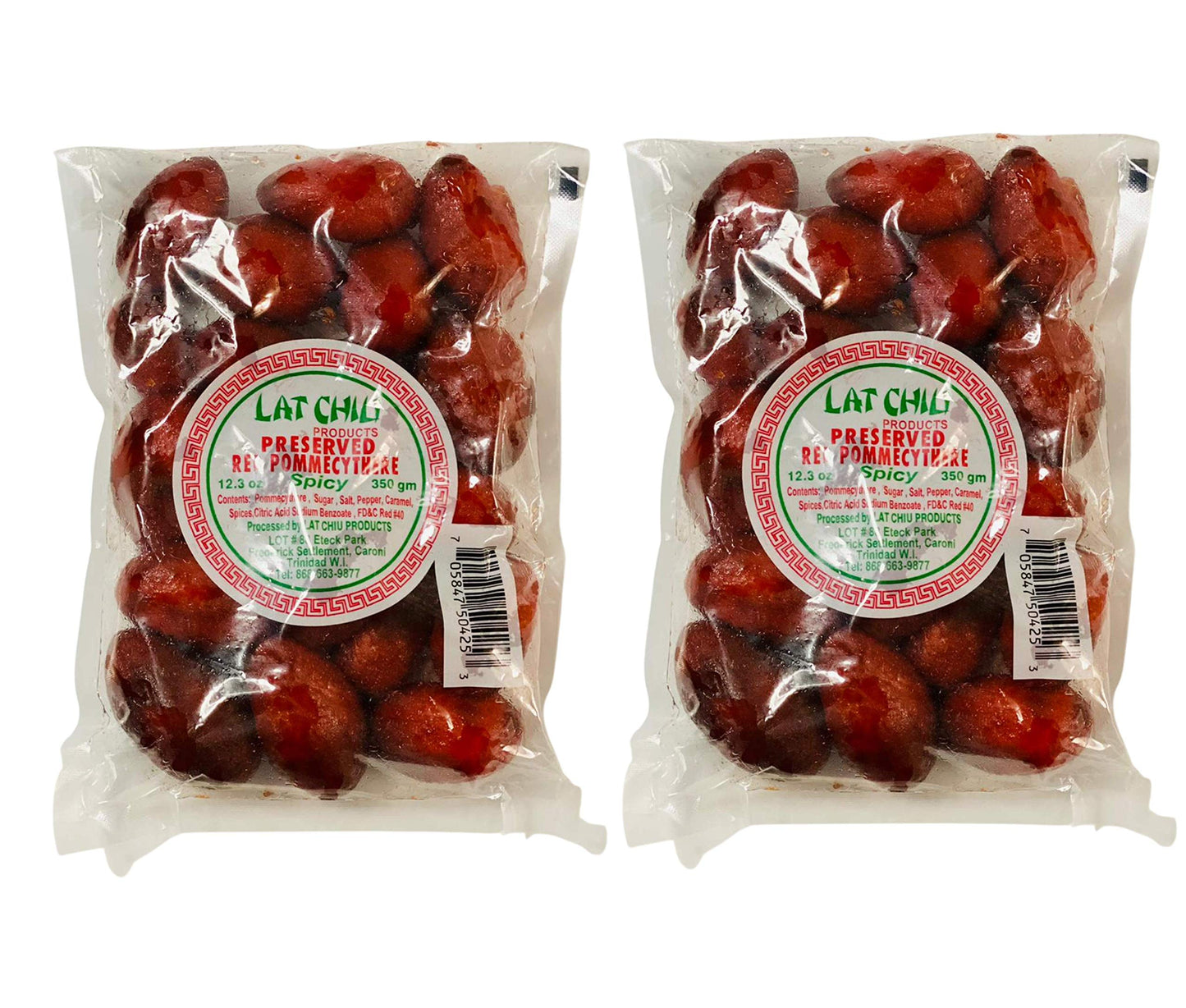 Lat Chiu Preserved Fruit - Trinidad & Tobago Snacks (Preserved Red Pommecythere (Spicy), 2 Pack)