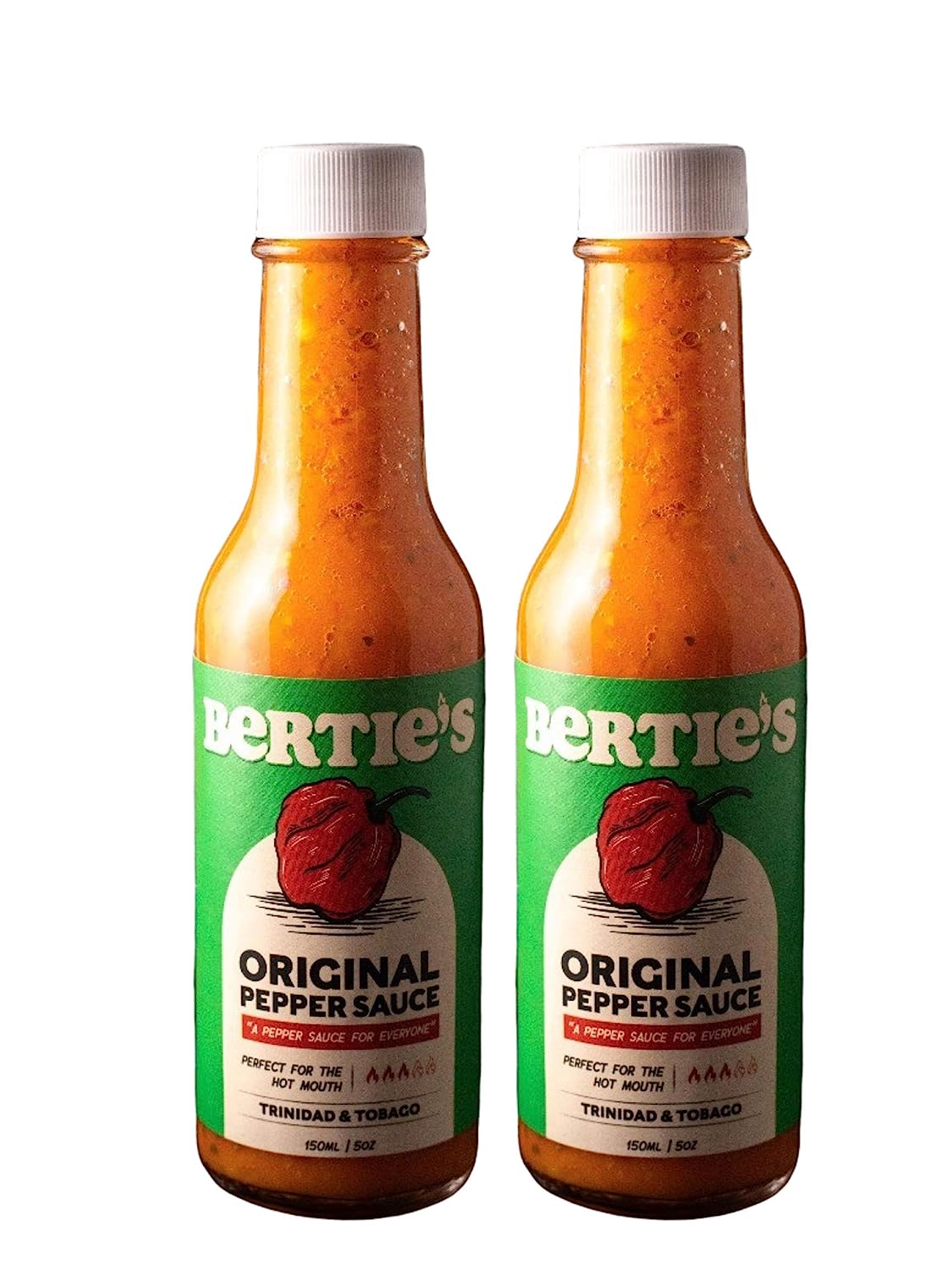 2-pack Bertie's Original Pepper Sauce from Trinidad & Tobago 300ml/10oz each