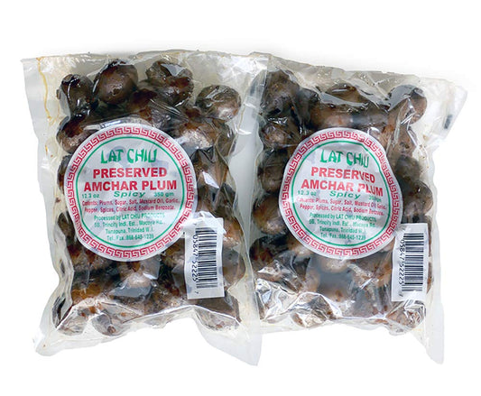 Lat Chiu Preserved Amchar Plum (Spicy) - 350g (Pack of 2) - Trinidad & Tobago Snacks