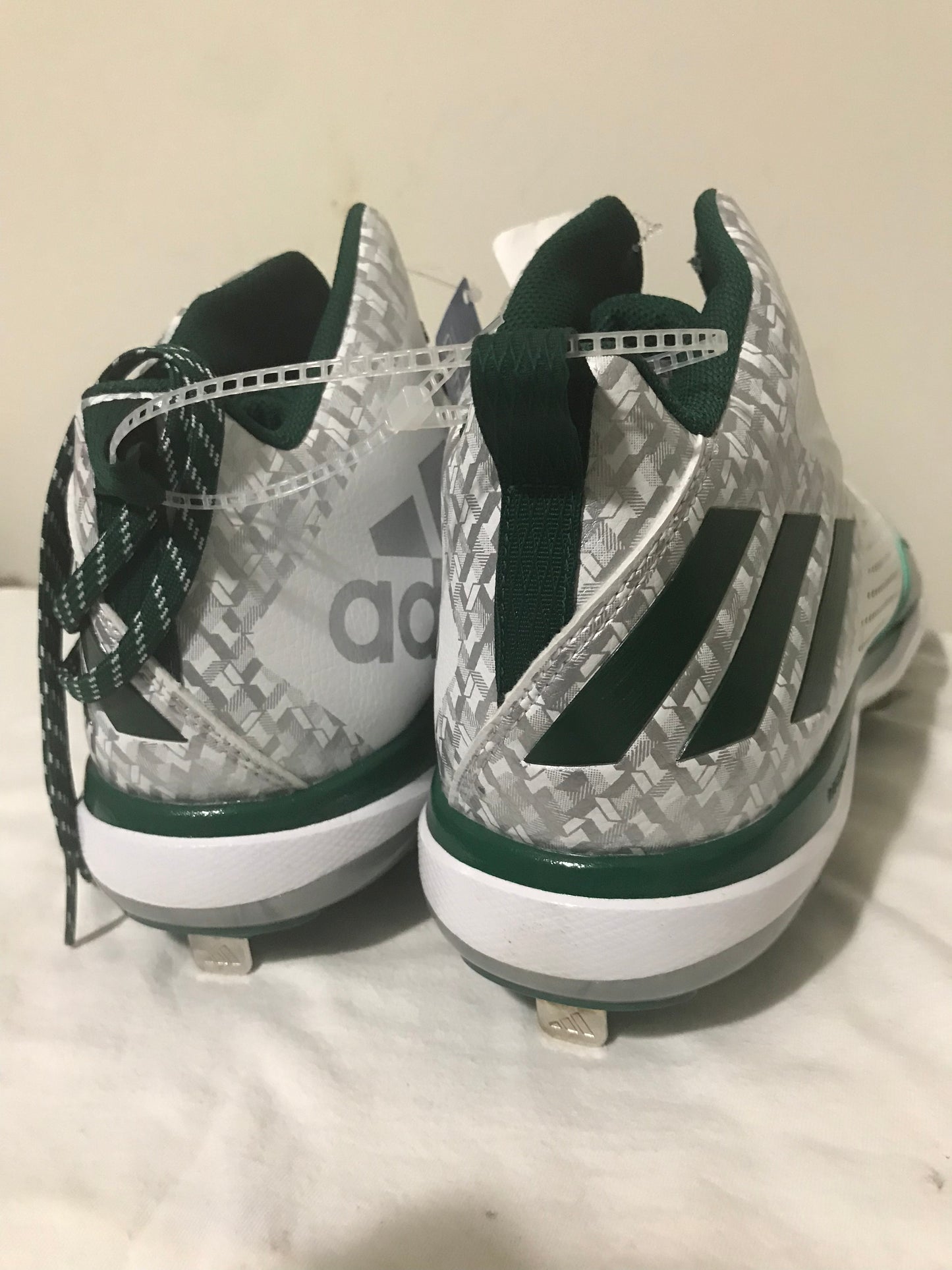 New Adidas Litestrike Men's Baseball Metal Cleats White Green Sz 14 Q16582