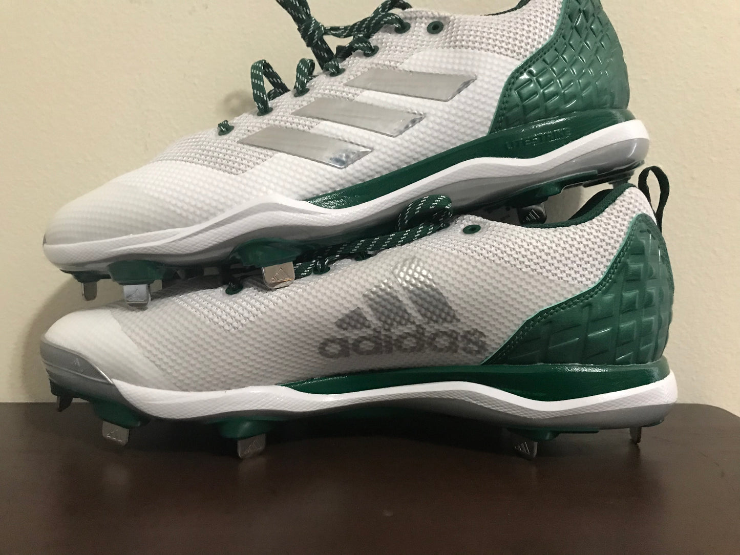 Adidas Power Alley 5 Metal Baseball Cleats Men's Size 13 Green White B39191