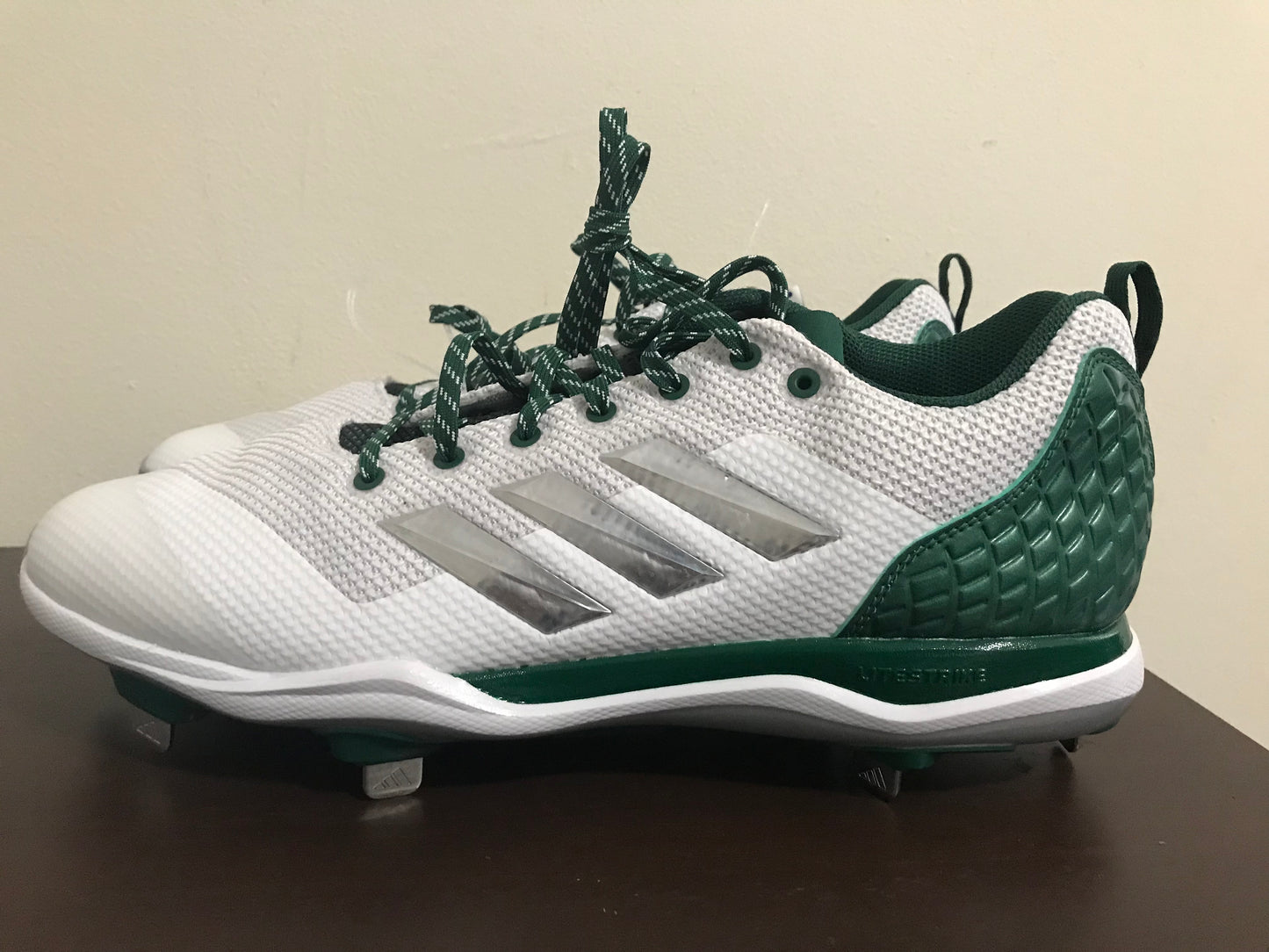 Adidas Power Alley 5 Metal Baseball Cleats Men s Size 13 Green White B ELWOOD INTERNATIONAL