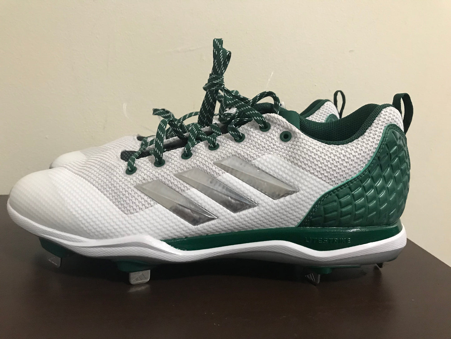 Adidas Power Alley 5 Metal Baseball Cleats Men's Size 13 Green White B39191