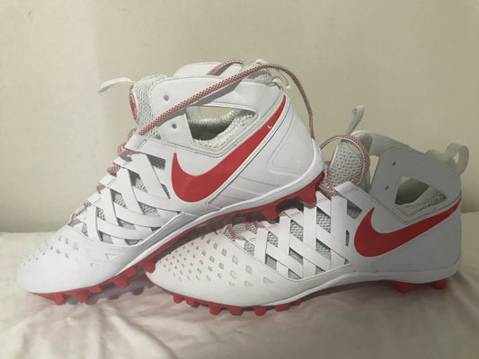 New- Nike Huarache V Lacrosse Cleats Mens Size 15 White Red 807142-161